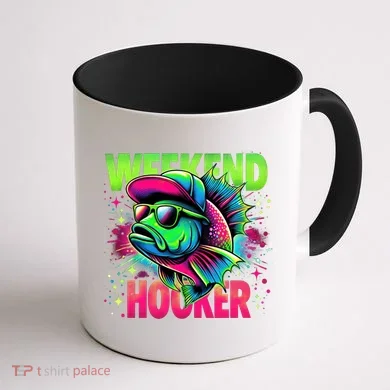 Weekend Hooker Funny Fish Coffee Mug back