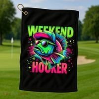 Weekend Hooker Funny Fish Golf Towel thumb 1