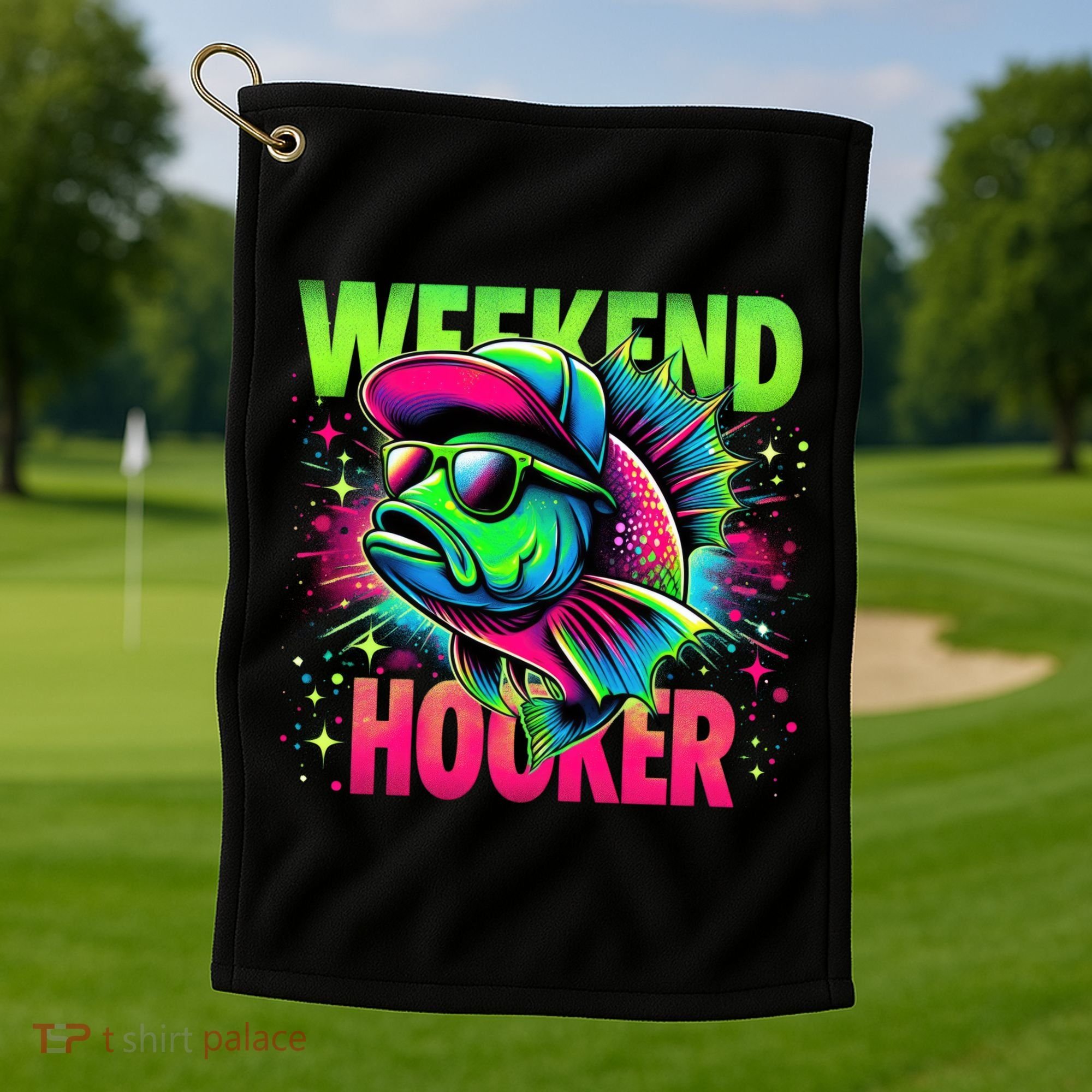 Weekend Hooker Funny Fish Golf Towel