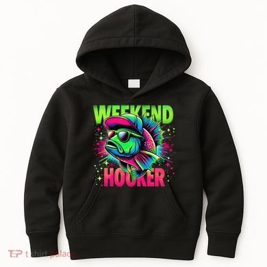 Weekend Hooker Funny Fish Kids Hoodie