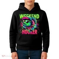 Weekend Hooker Funny Fish Kids Hoodie thumb 4