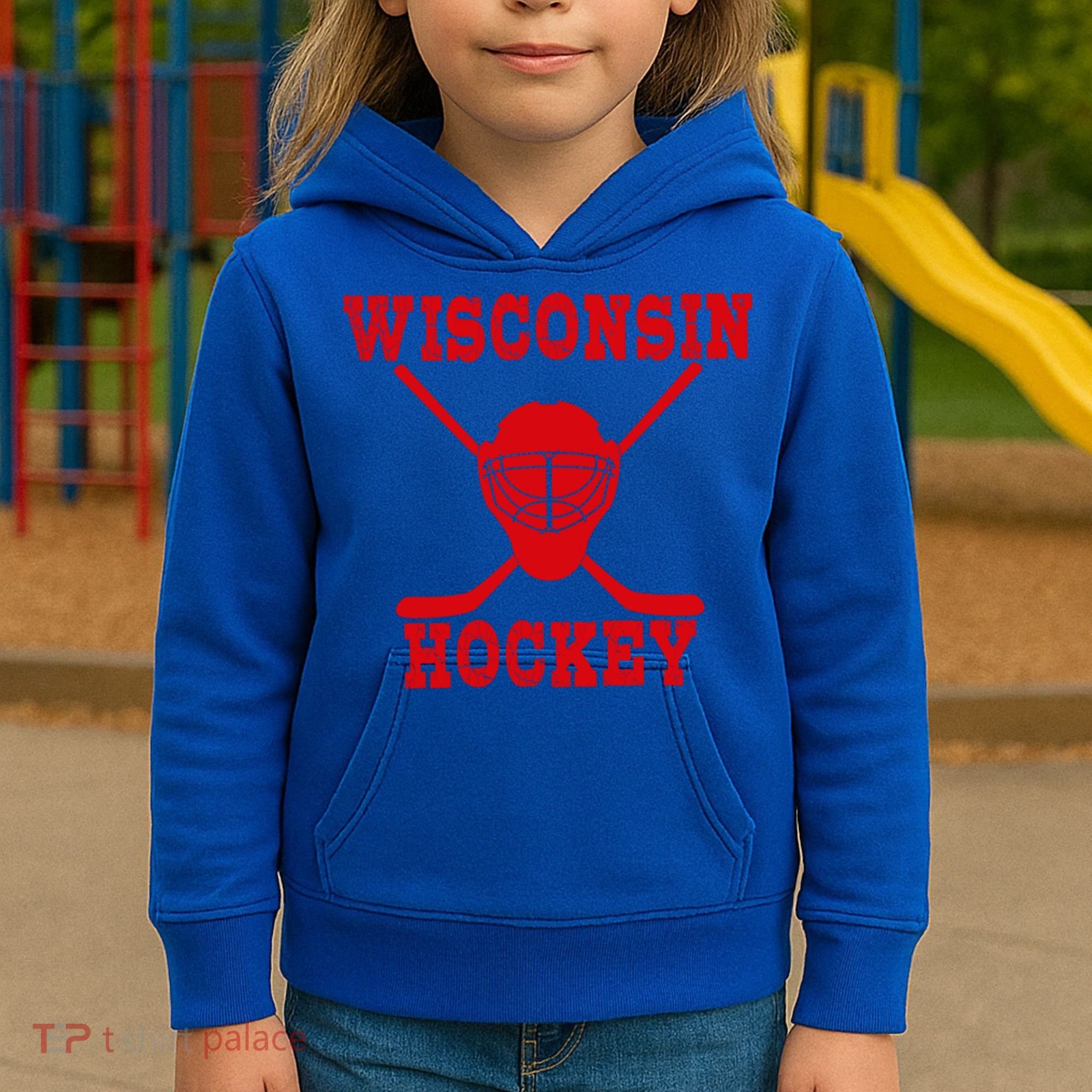 Wisconsin Hockey Gift Kids Hoodie