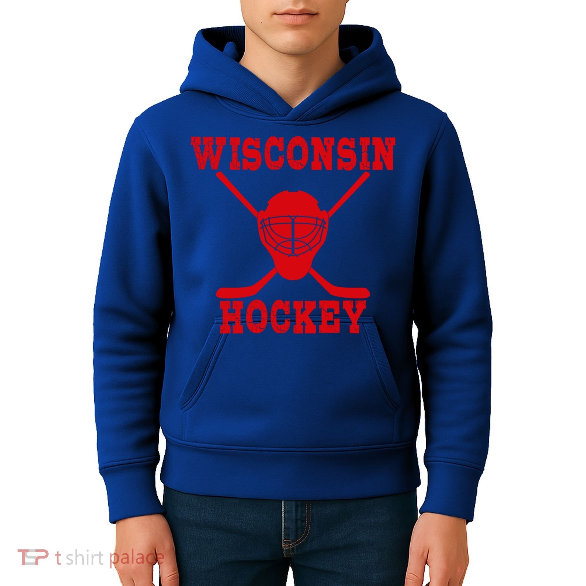 Wisconsin Hockey Gift Kids Hoodie