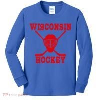 Wisconsin Hockey Gift Kids Long Sleeve Shirt thumb 0