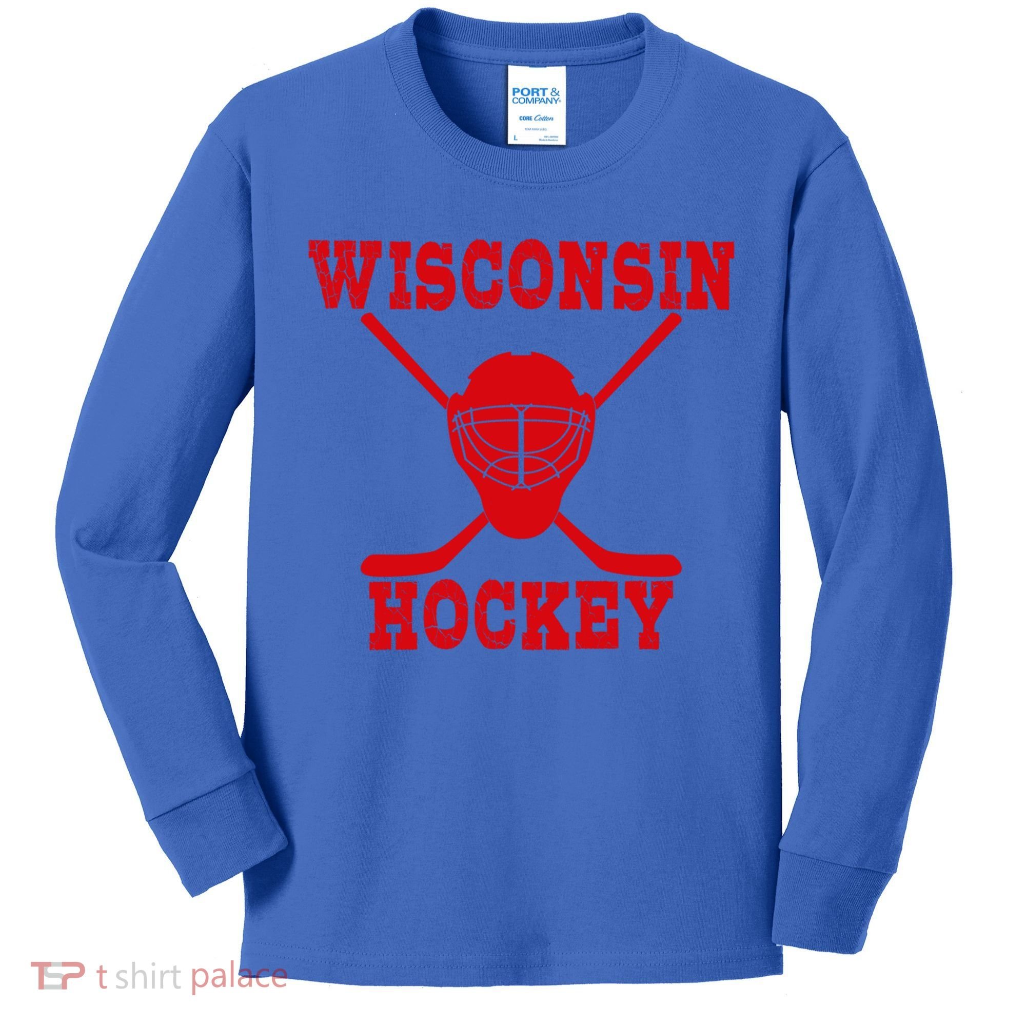Wisconsin Hockey Gift Kids Long Sleeve Shirt
