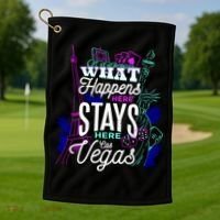 What Happens Here Stays Here Las Vegas NV Vacation Golf Towel thumb 1