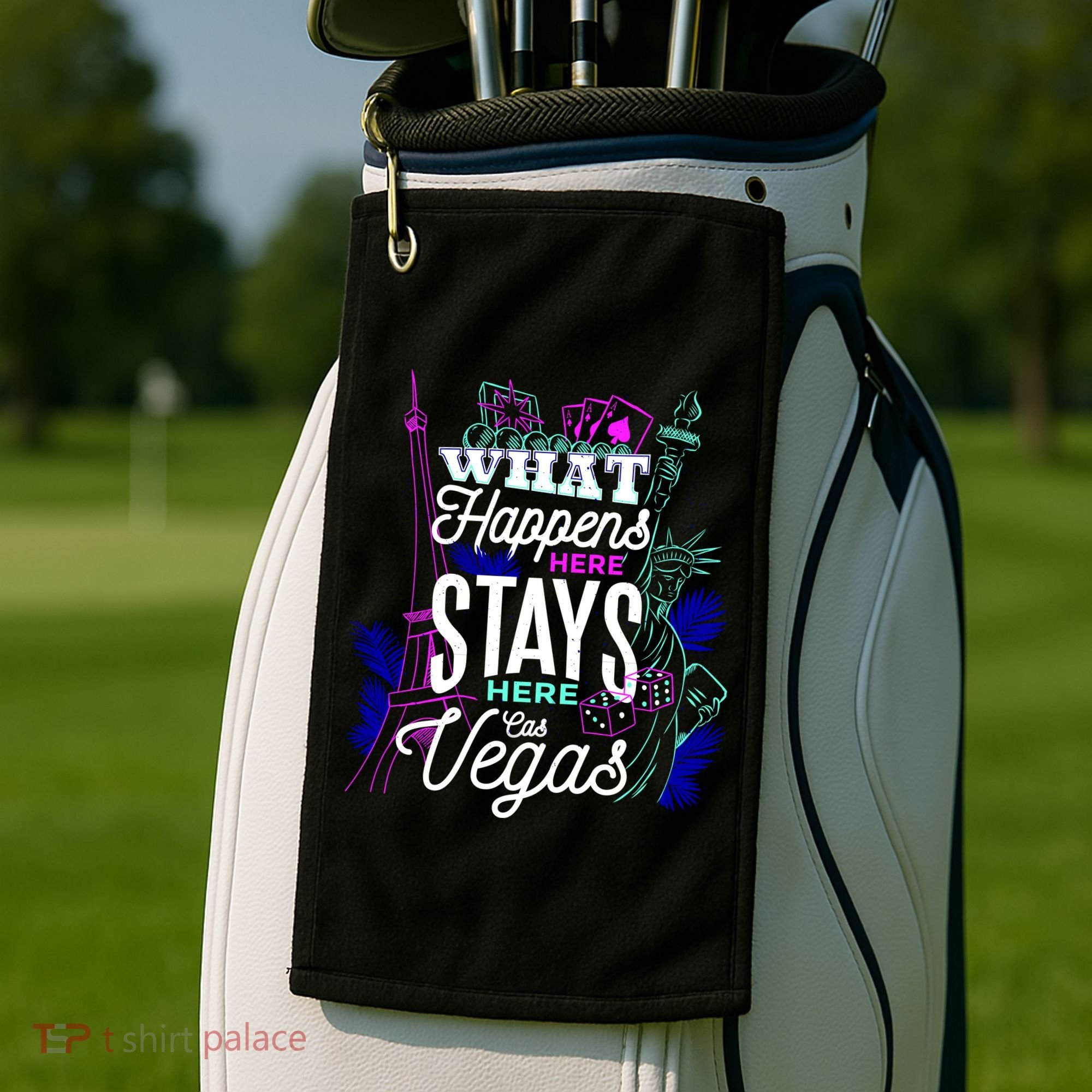 What Happens Here Stays Here Las Vegas NV Vacation Golf Towel