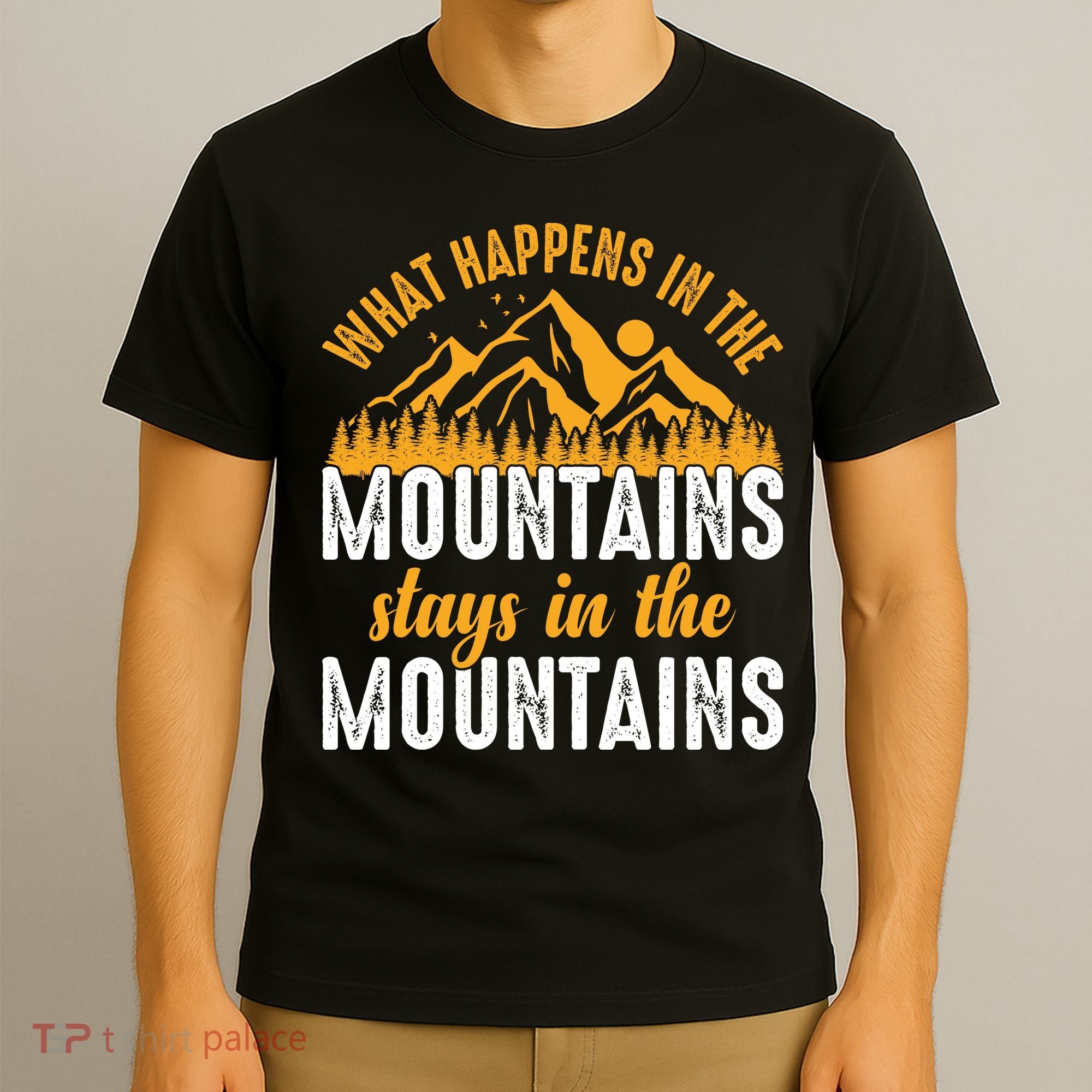 What Happens In The Mountains Stays In The Mountains Vintage Camping T-Shirt