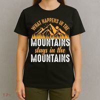 What Happens In The Mountains Stays In The Mountains Vintage Camping T-Shirt thumb 4
