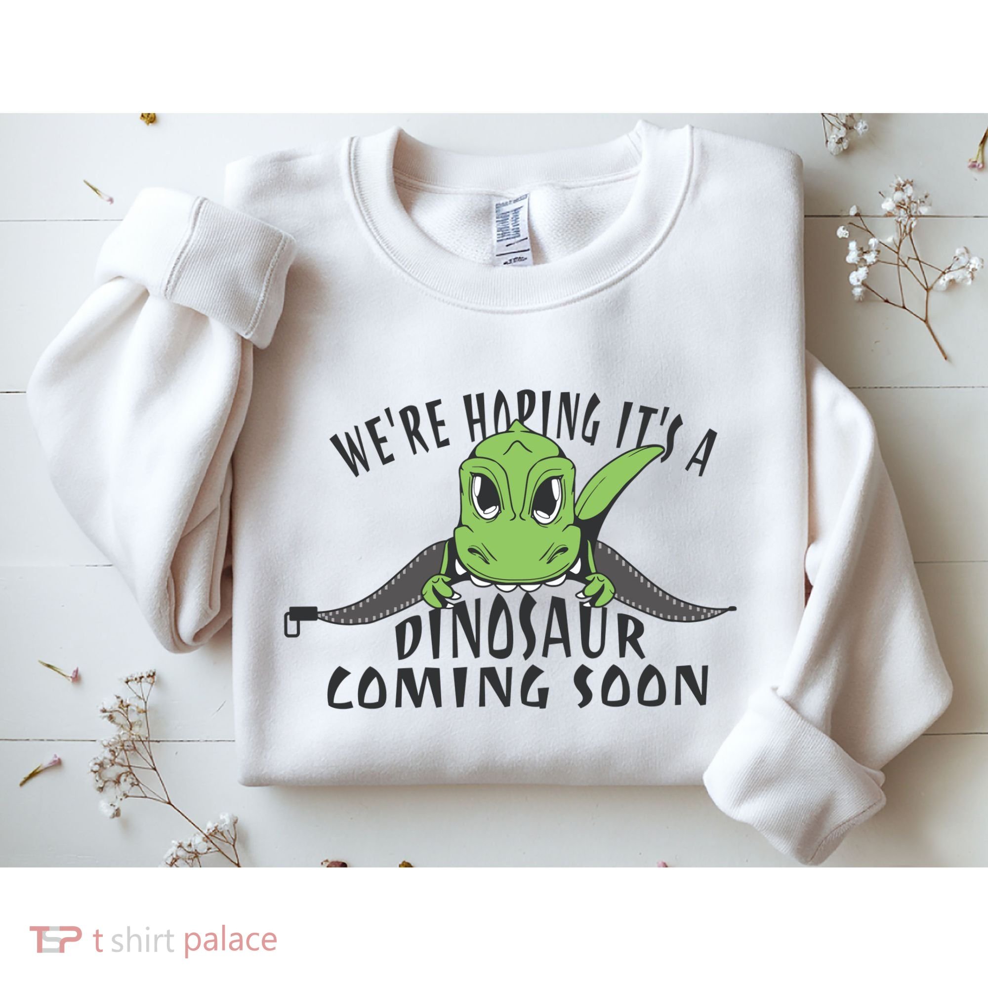 We're Hoping It's A Dinosaur Coming Soon Pregnancy Announcement Sweatshirt