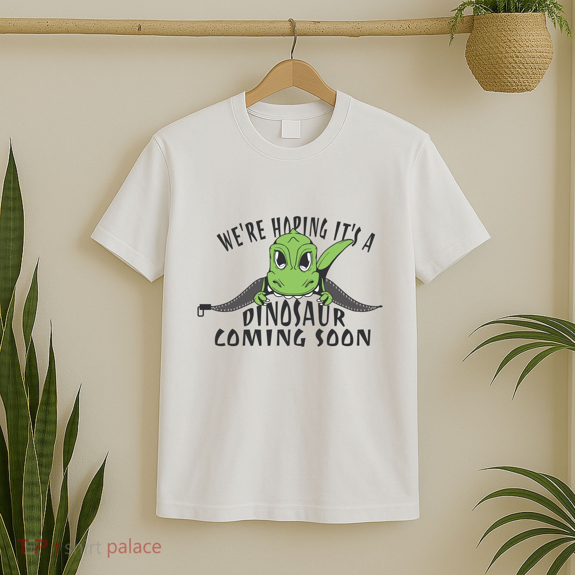 We're Hoping It's A Dinosaur Coming Soon Pregnancy Announcement T-Shirt