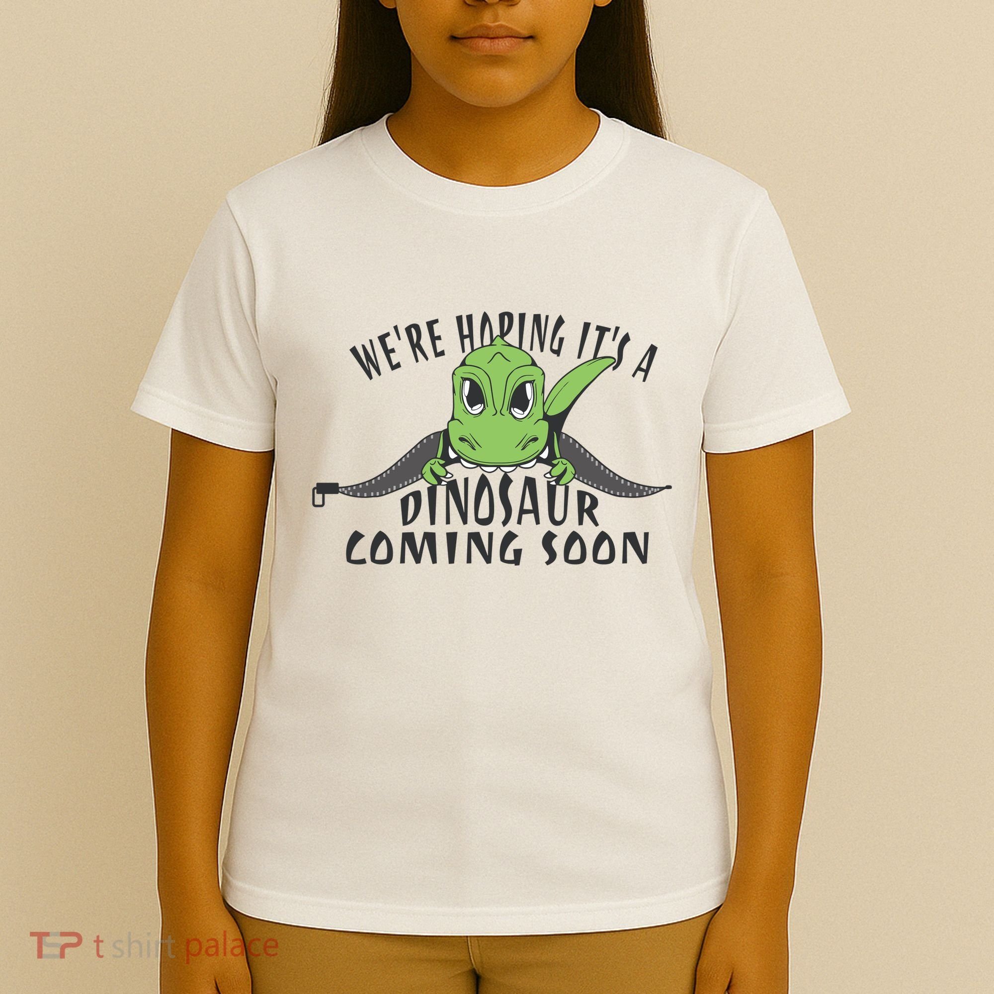 We're Hoping It's A Dinosaur Coming Soon Pregnancy Announcement T-Shirt