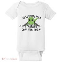 We're Hoping It's A Dinosaur Coming Soon Pregnancy Announcement Baby Bodysuit thumb 0