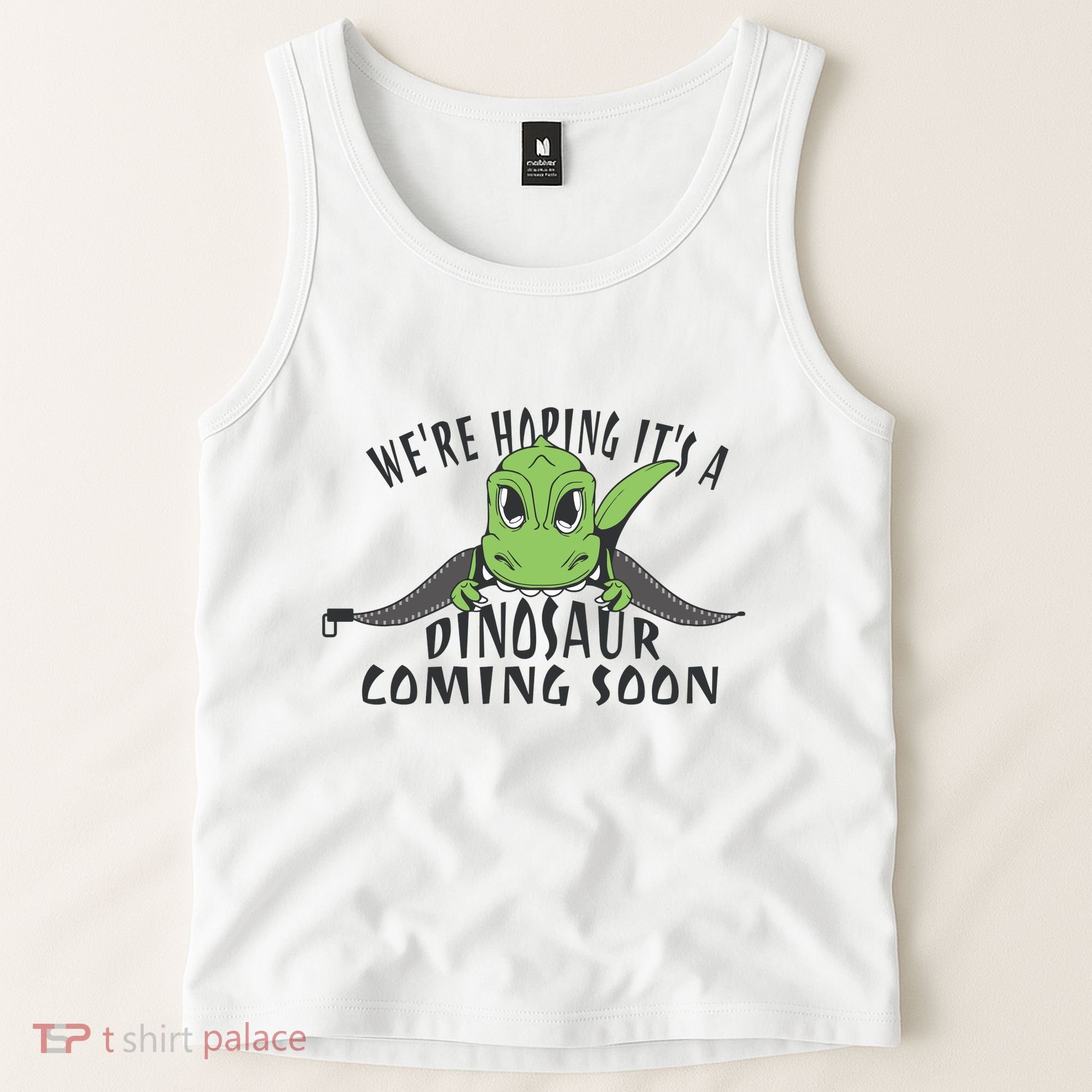 We're Hoping It's A Dinosaur Coming Soon Pregnancy Announcement Tank Top