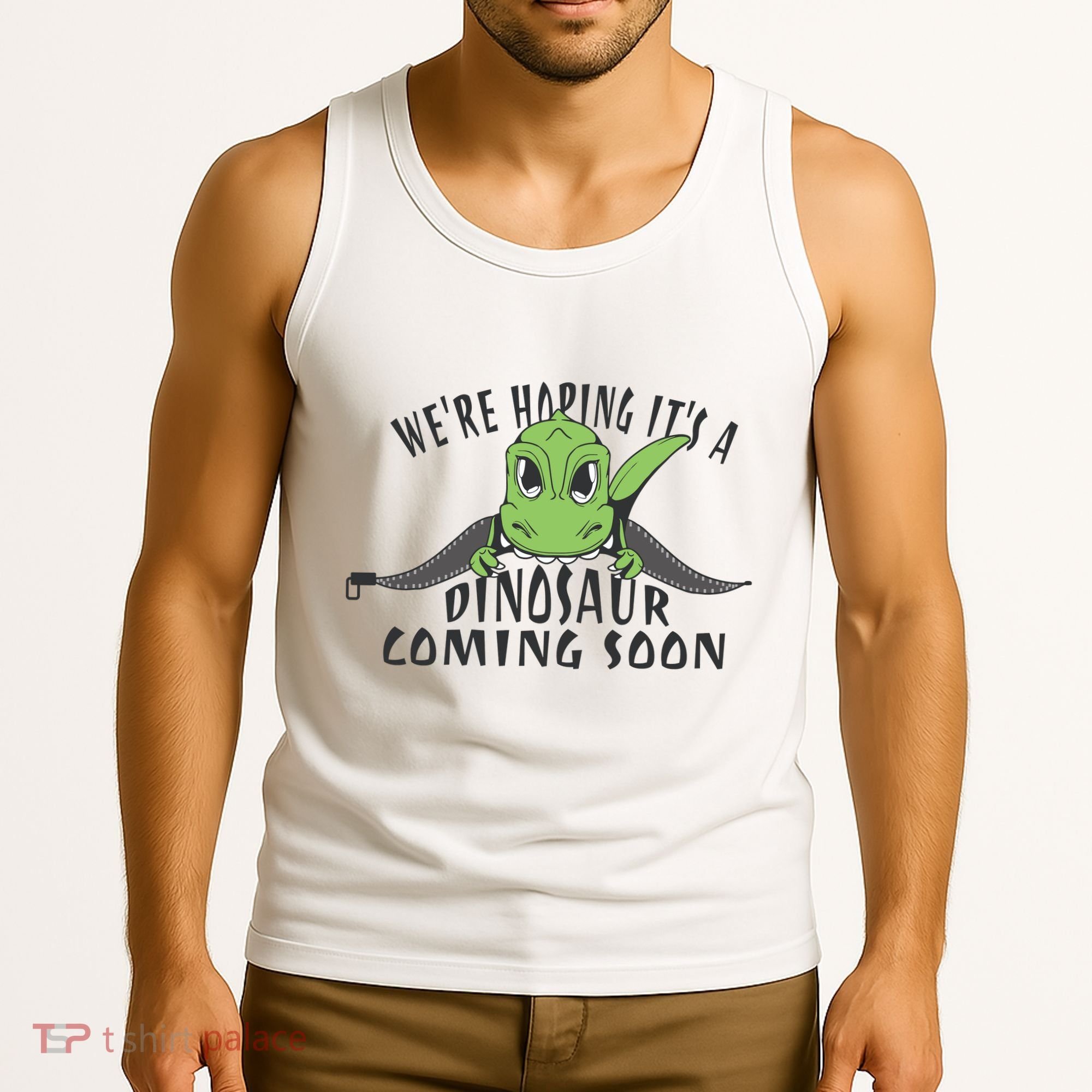 We're Hoping It's A Dinosaur Coming Soon Pregnancy Announcement Tank Top