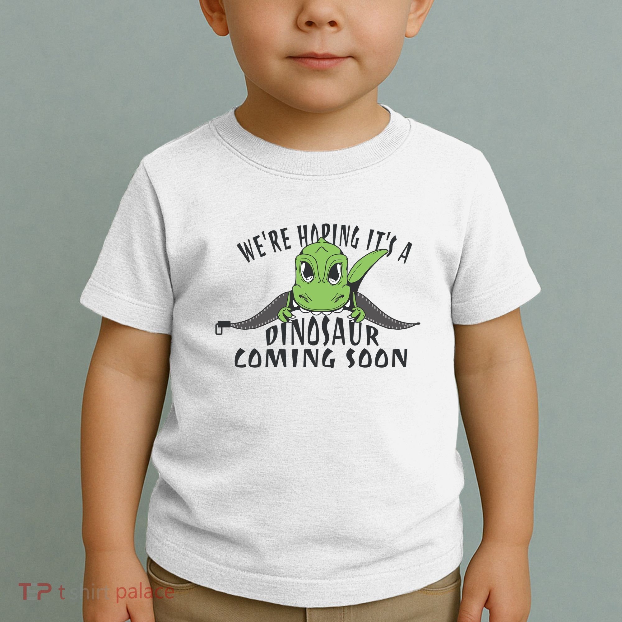 We're Hoping It's A Dinosaur Coming Soon Pregnancy Announcement Toddler T-Shirt