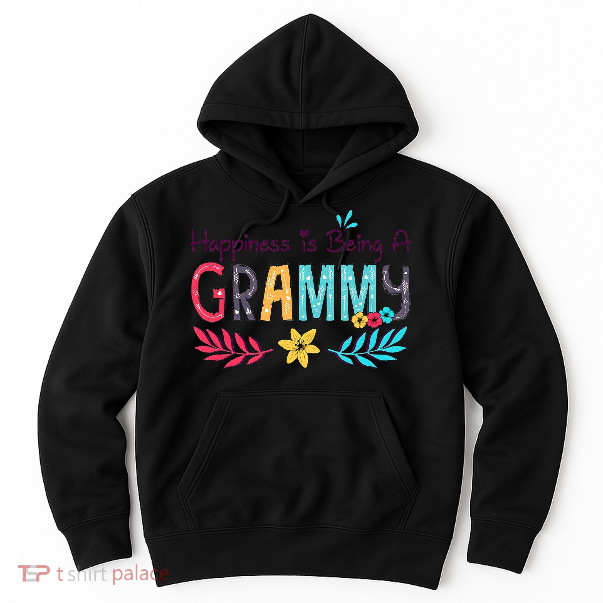 Womens Happiness Is Being A Grammy Floral Decoration Grandma Hoodie