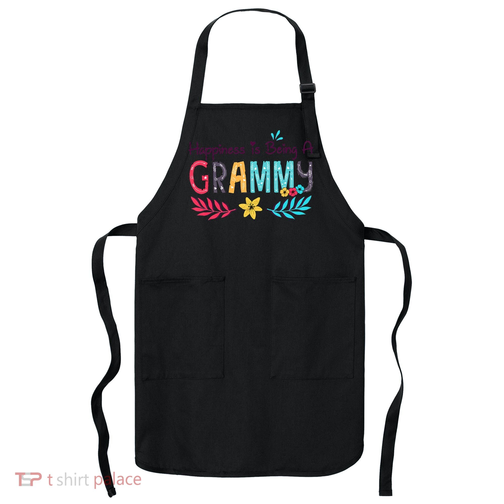 Womens Happiness Is Being A Grammy Floral Decoration Grandma Apron
