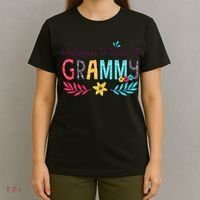 Womens Happiness Is Being A Grammy Floral Decoration Grandma T-Shirt thumb 4