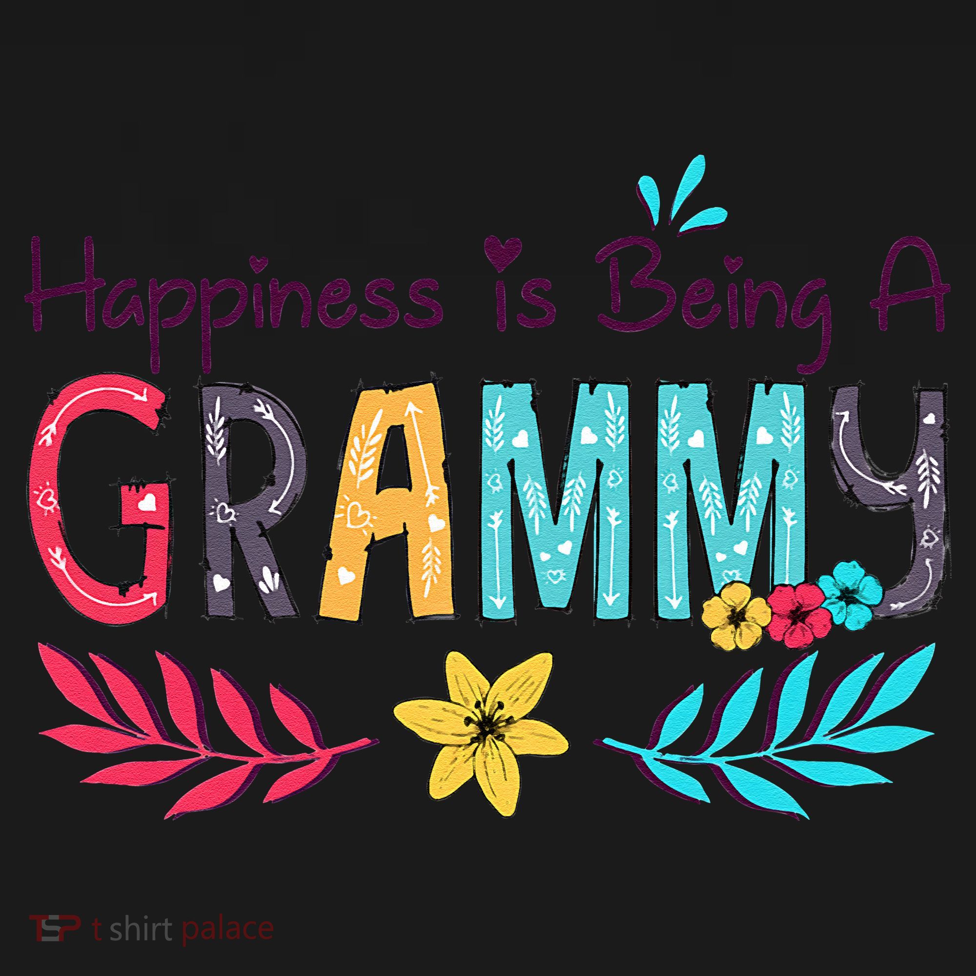 Womens Happiness Is Being A Grammy Floral Decoration Grandma Women's Hoodie