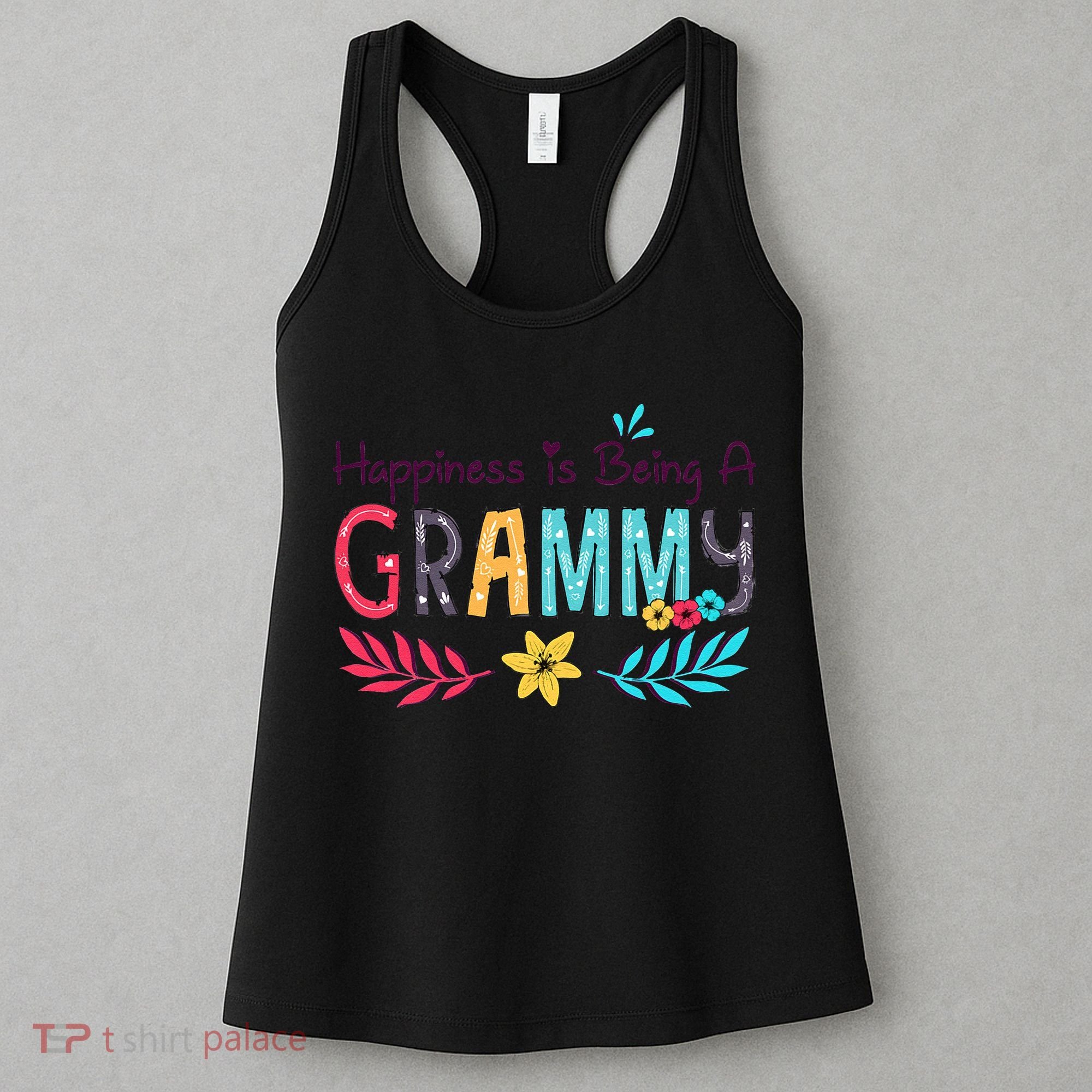 Womens Happiness Is Being A Grammy Floral Decoration Grandma Women's Tank Top