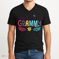 Womens Happiness Is Being A Grammy Floral Decoration Grandma V-Neck T-Shirt thumb 2