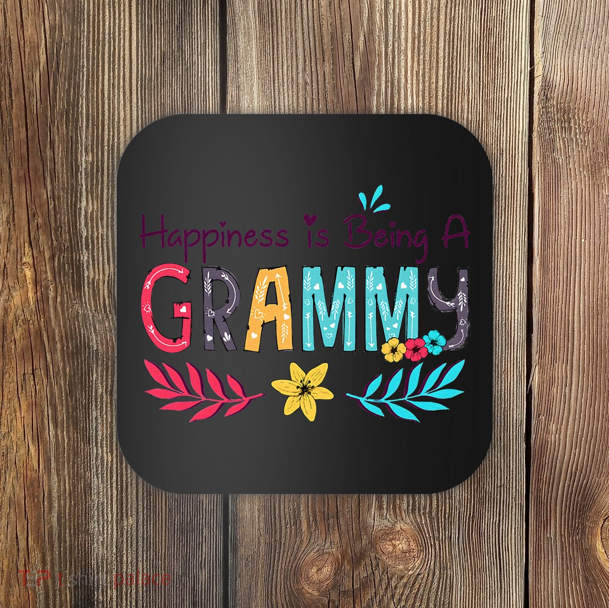 Womens Happiness Is Being A Grammy Floral Decoration Grandma Coaster
