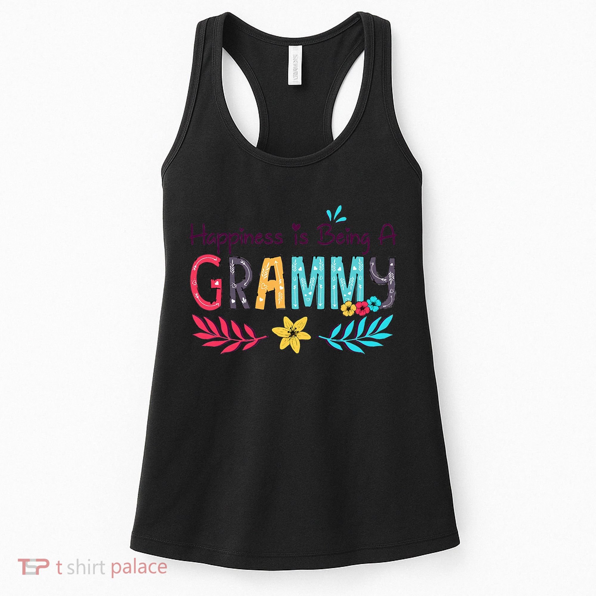 Womens Happiness Is Being A Grammy Floral Decoration Grandma Women's Tank Top