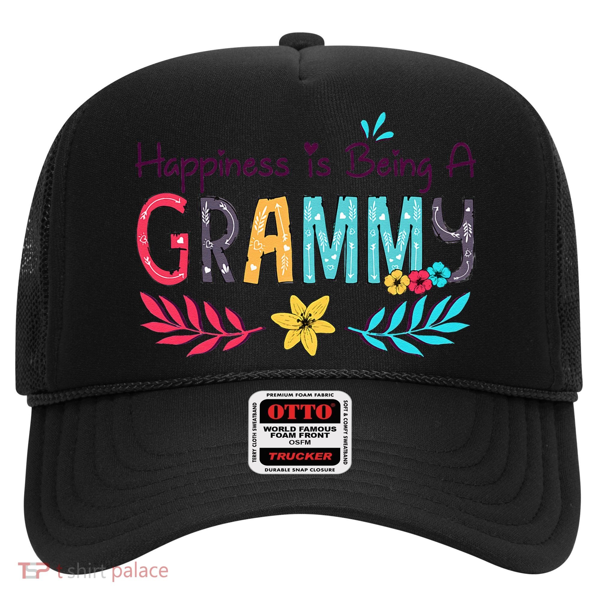 Womens Happiness Is Being A Grammy Floral Decoration Grandma Hat