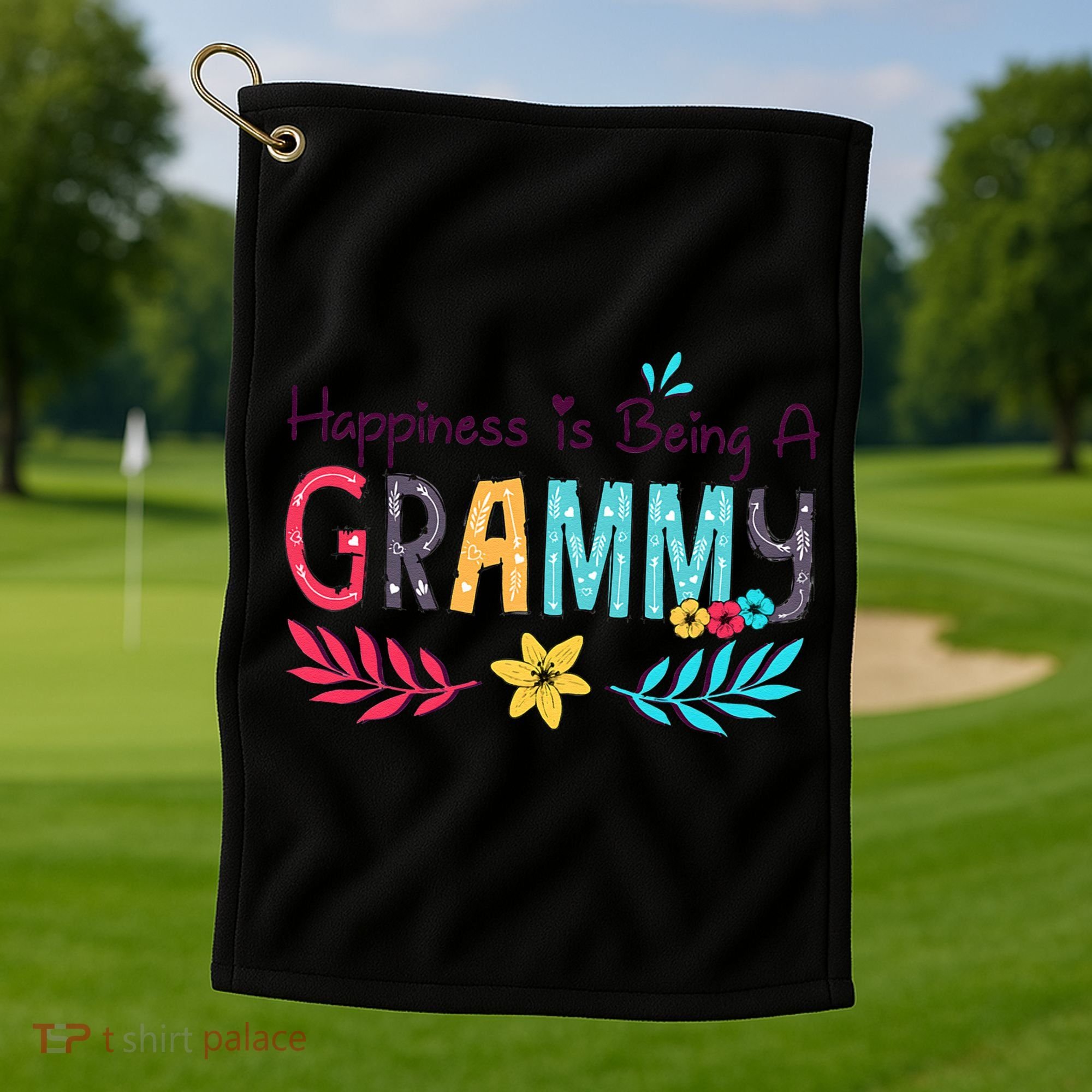 Womens Happiness Is Being A Grammy Floral Decoration Grandma Golf Towel