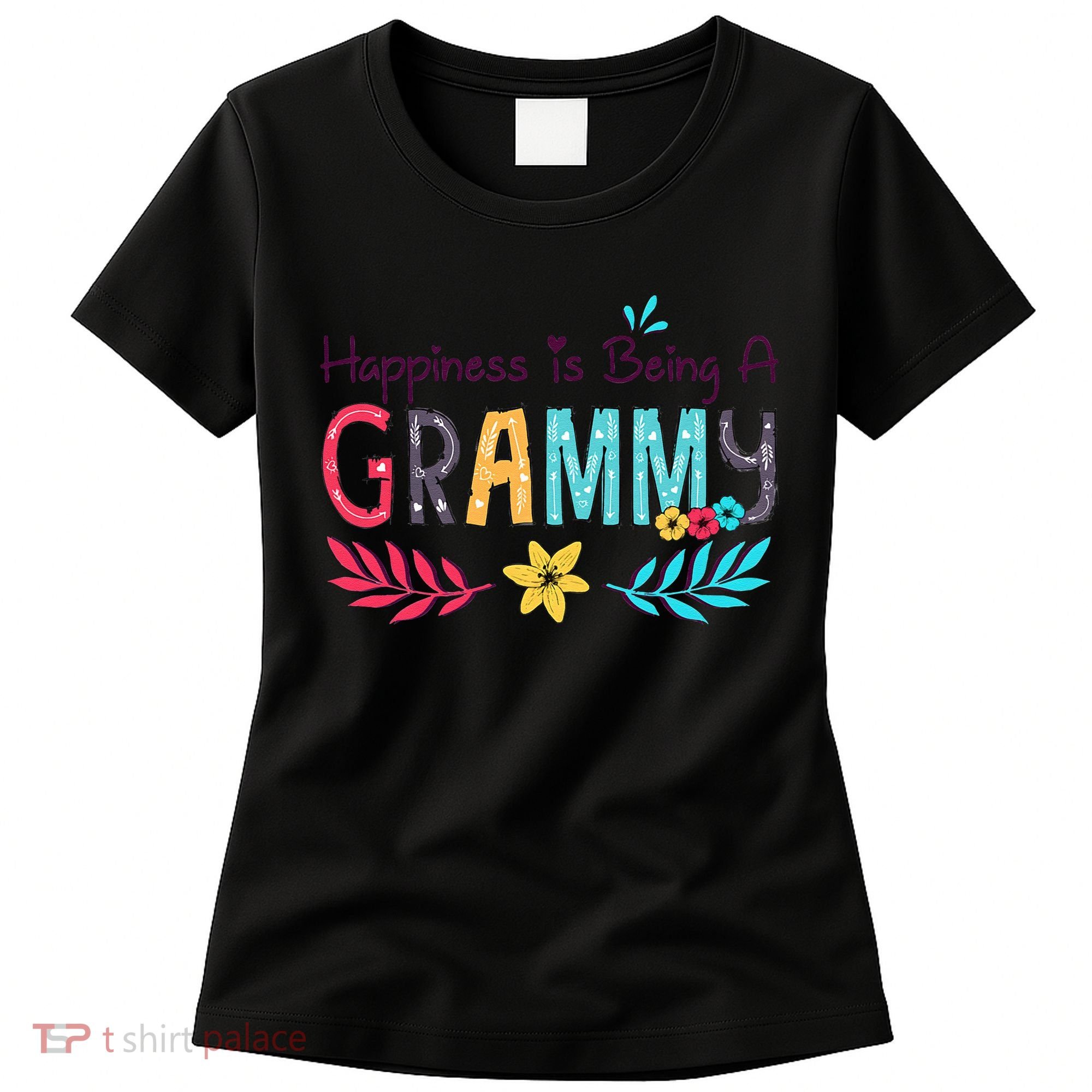 Womens Happiness Is Being A Grammy Floral Decoration Grandma Women's T-Shirt