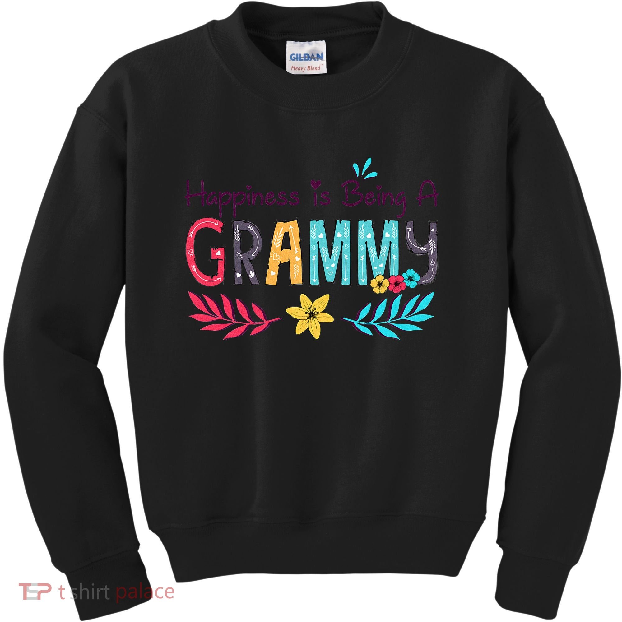 Womens Happiness Is Being A Grammy Floral Decoration Grandma Kids Sweatshirt