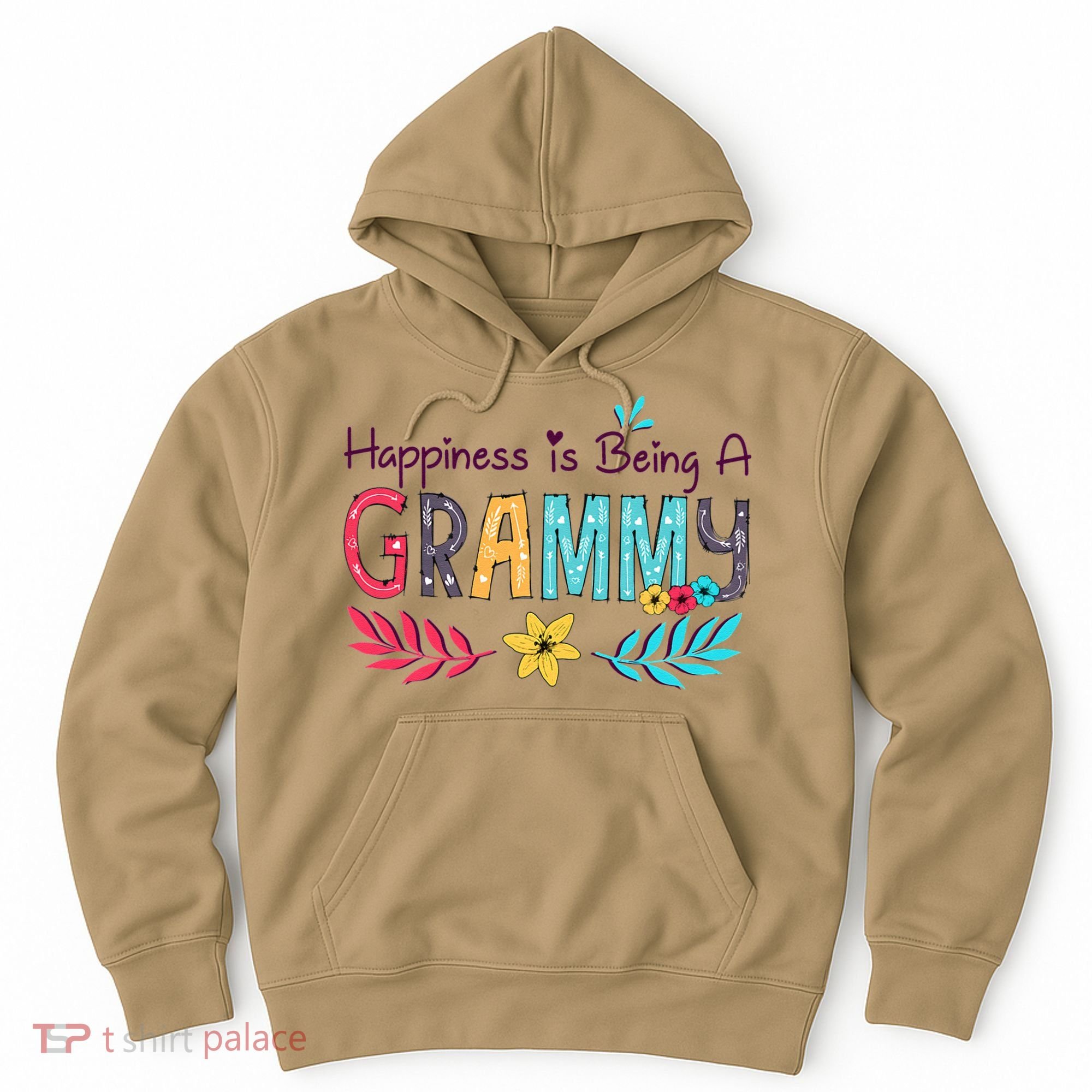Womens Happiness Is Being A Grammy Floral Decoration Grandma Hoodie