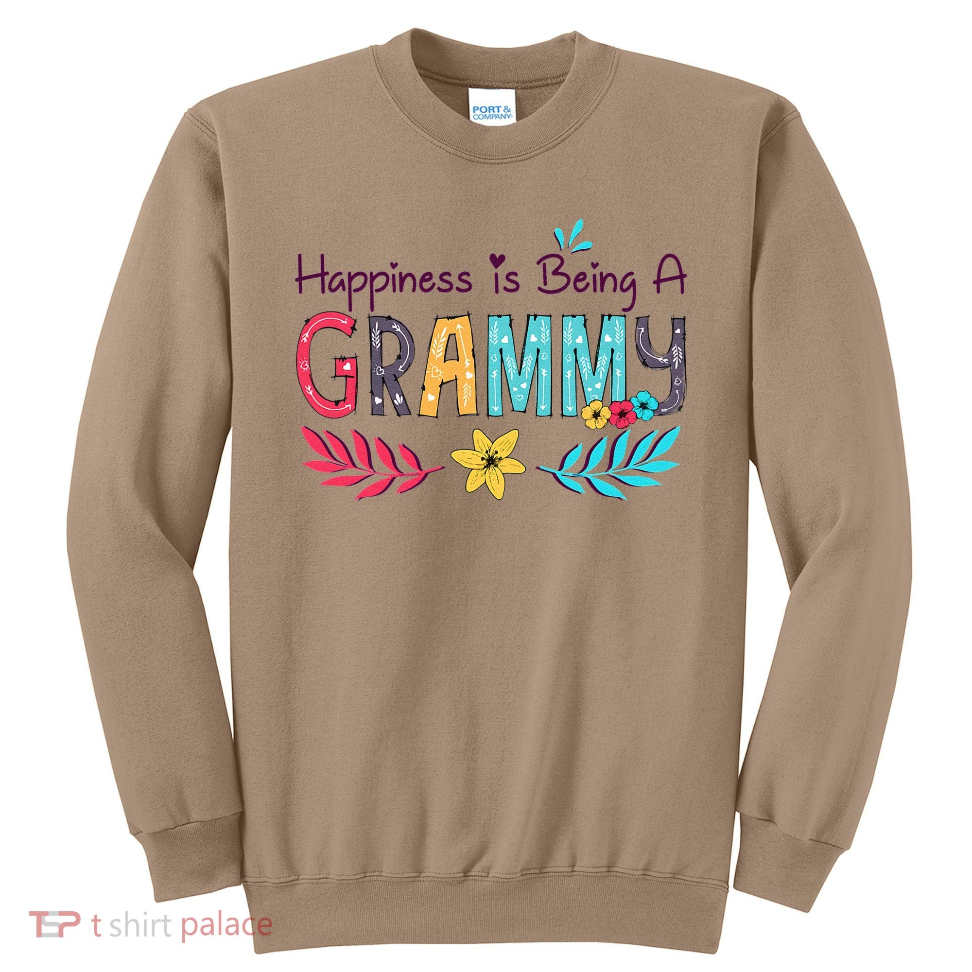 Womens Happiness Is Being A Grammy Floral Decoration Grandma Sweatshirt