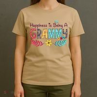 Womens Happiness Is Being A Grammy Floral Decoration Grandma T-Shirt thumb 4