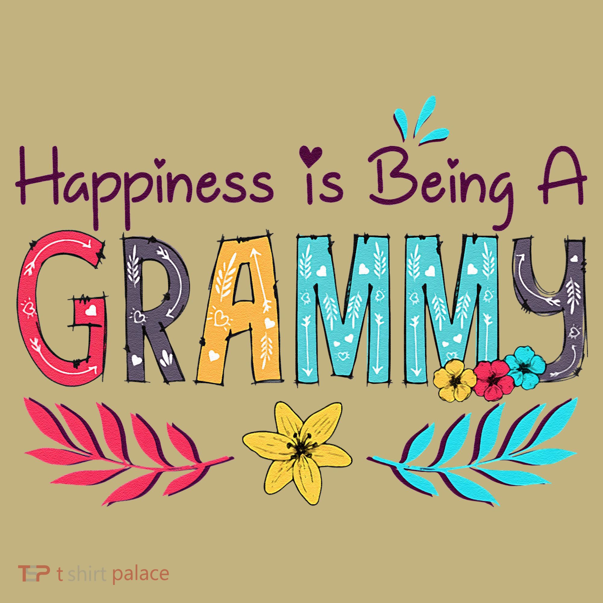 Womens Happiness Is Being A Grammy Floral Decoration Grandma T-Shirt