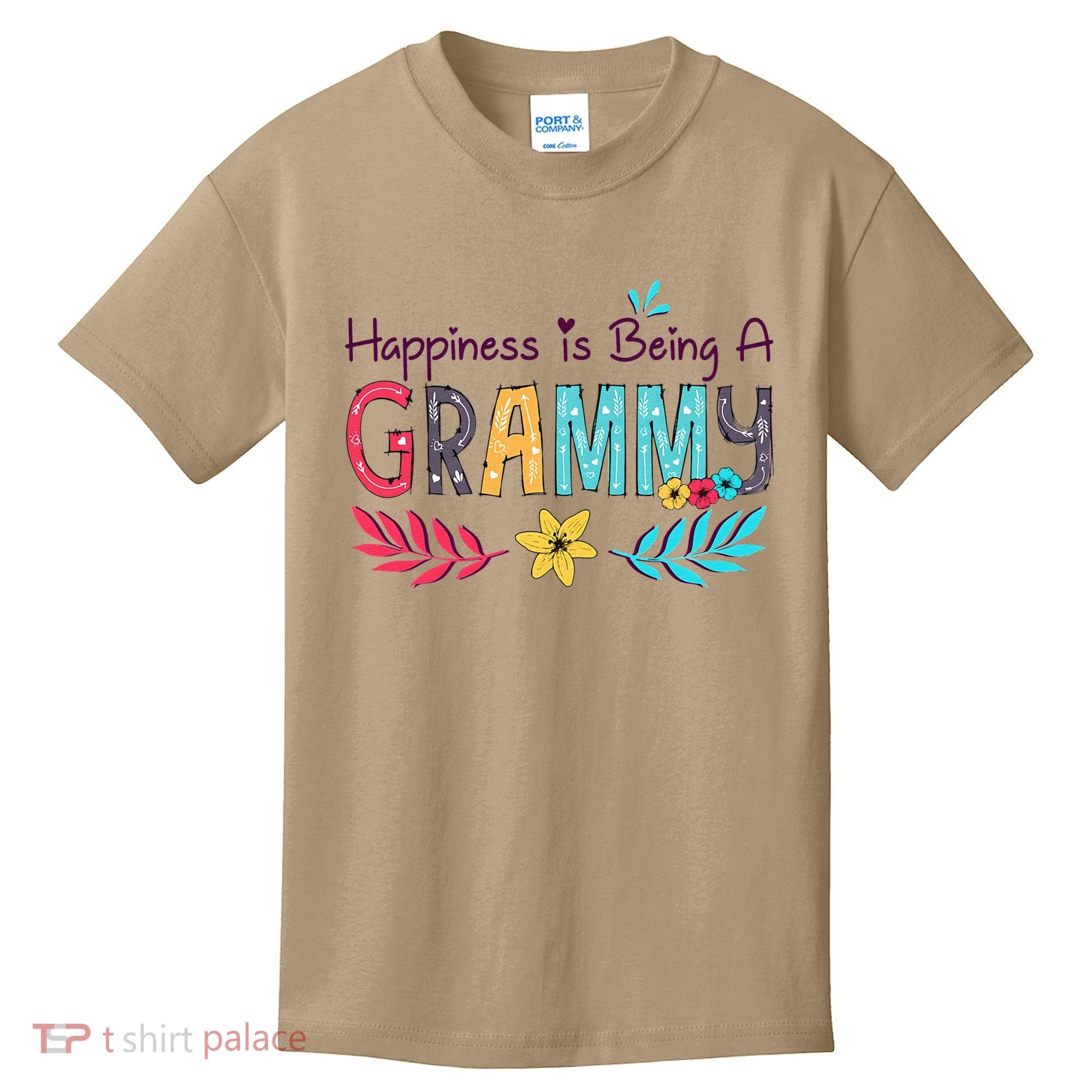 Womens Happiness Is Being A Grammy Floral Decoration Grandma Kids T-Shirt