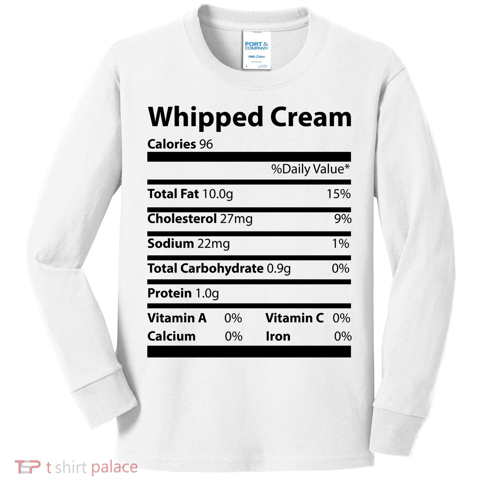 Whipped Cream Nutritional Facts Funny Thanksgiving Kids Long Sleeve Shirt