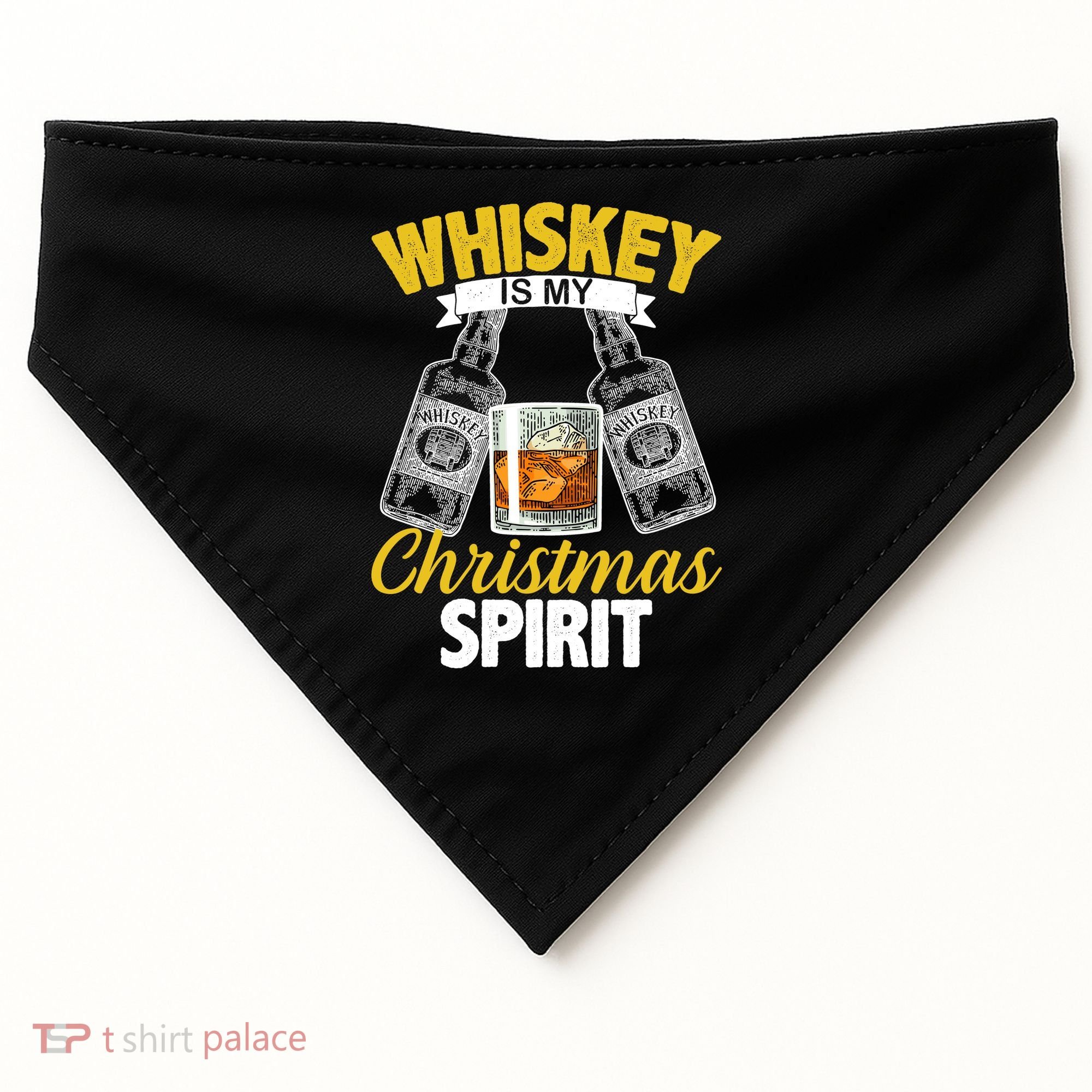 Whiskey Is My Christmas Spirit USA-Made Doggie Bandana