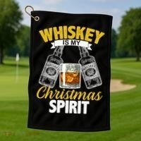 Whiskey Is My Christmas Spirit Golf Towel thumb 1