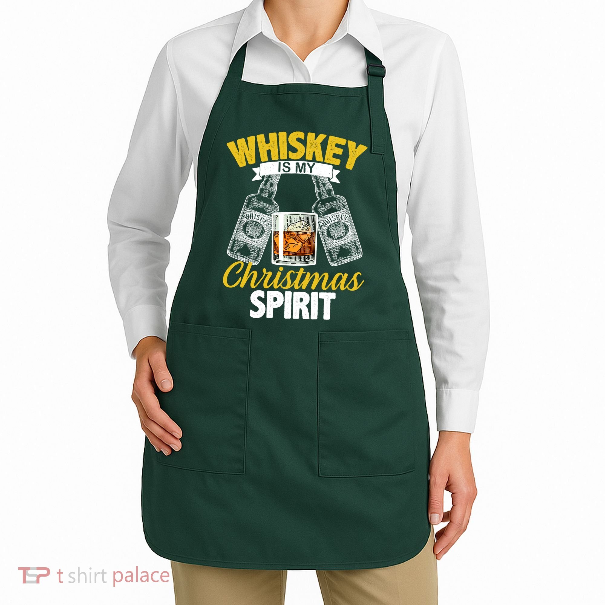 Whiskey Is My Christmas Spirit Apron