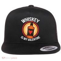 Whiskey is my Valentine Funny Valentine's Day Flat Bill Trucker Hat thumb 0