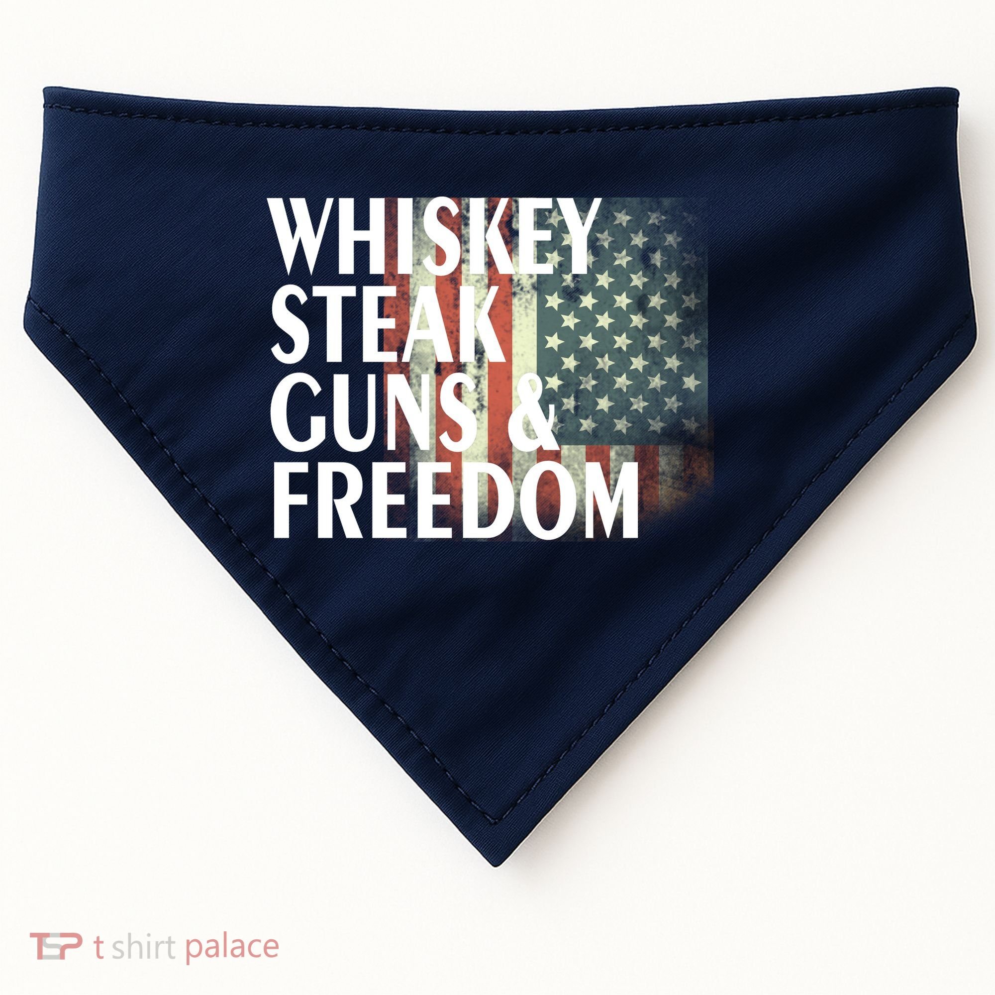 Whiskey Steak Guns And Freedom USA-Made Doggie Bandana