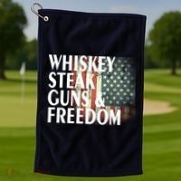 Whiskey Steak Guns And Freedom Golf Towel thumb 1