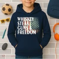 Whiskey Steak Guns And Freedom Kids Hoodie thumb 2