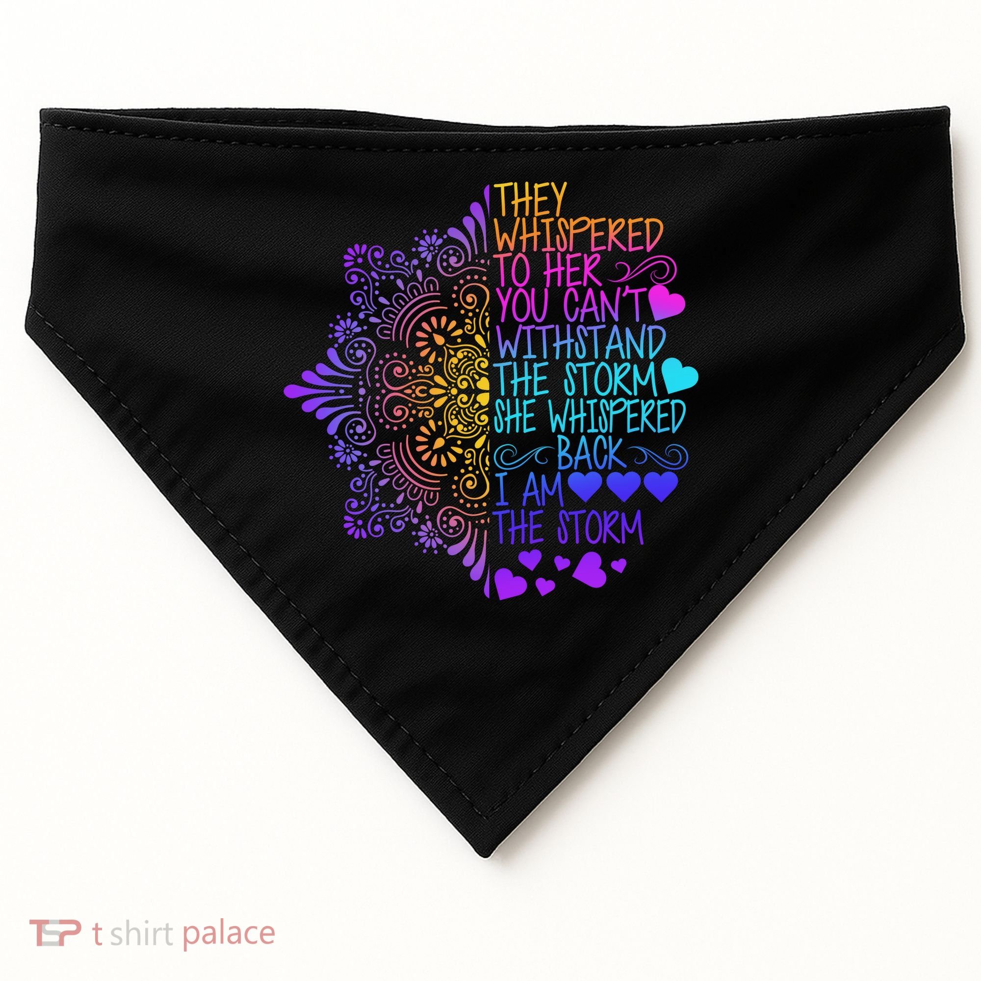 Whispered Back I Am The Storm Floral USA-Made Doggie Bandana