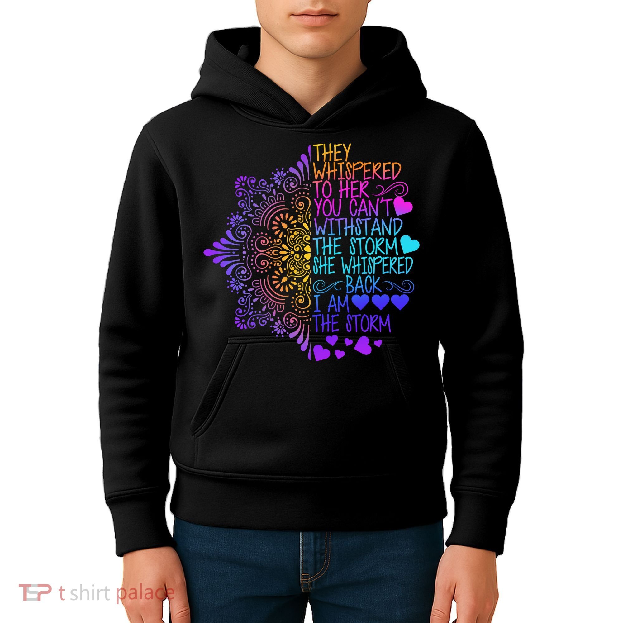 Whispered Back I Am The Storm Floral Kids Hoodie