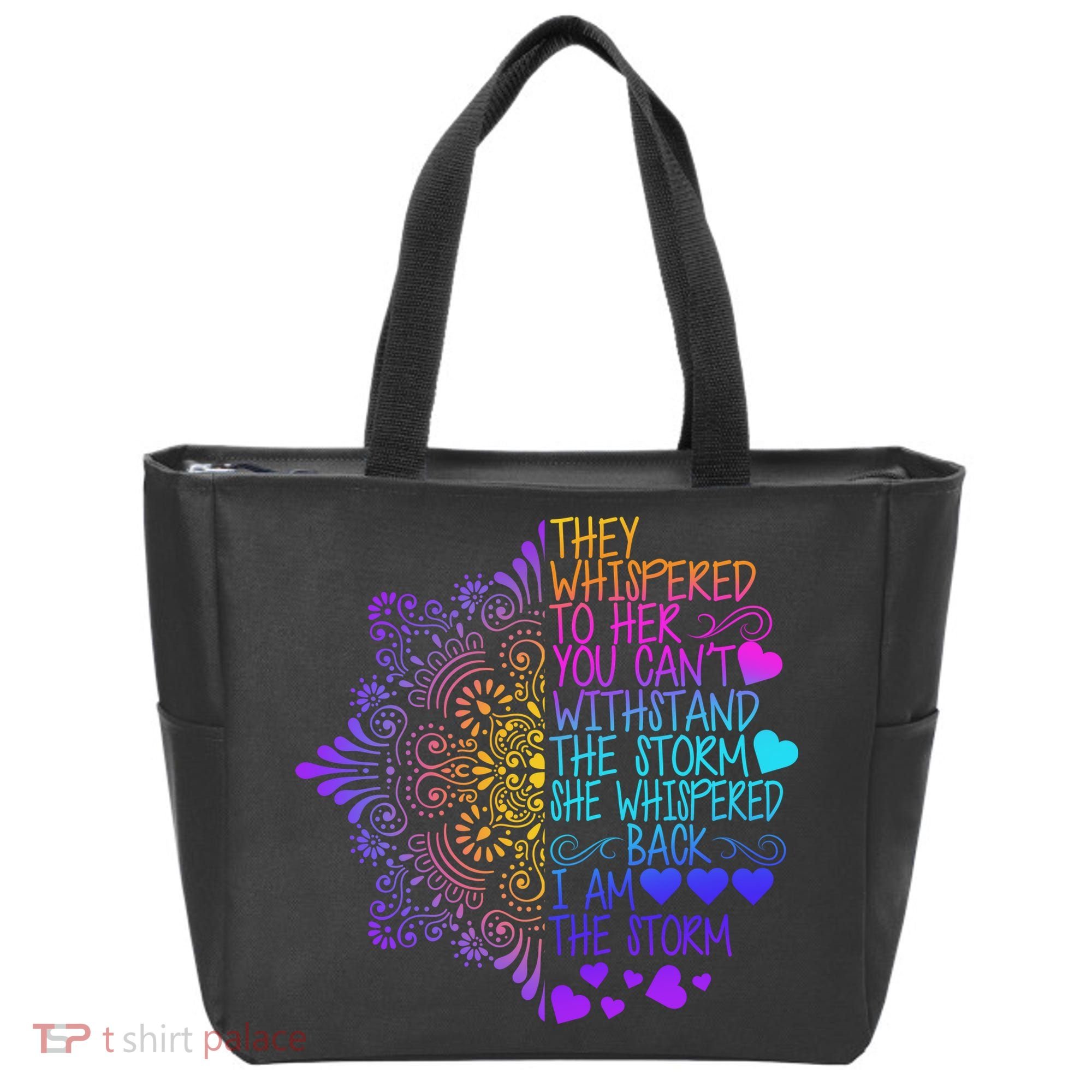 Whispered Back I Am The Storm Floral Tote Bag