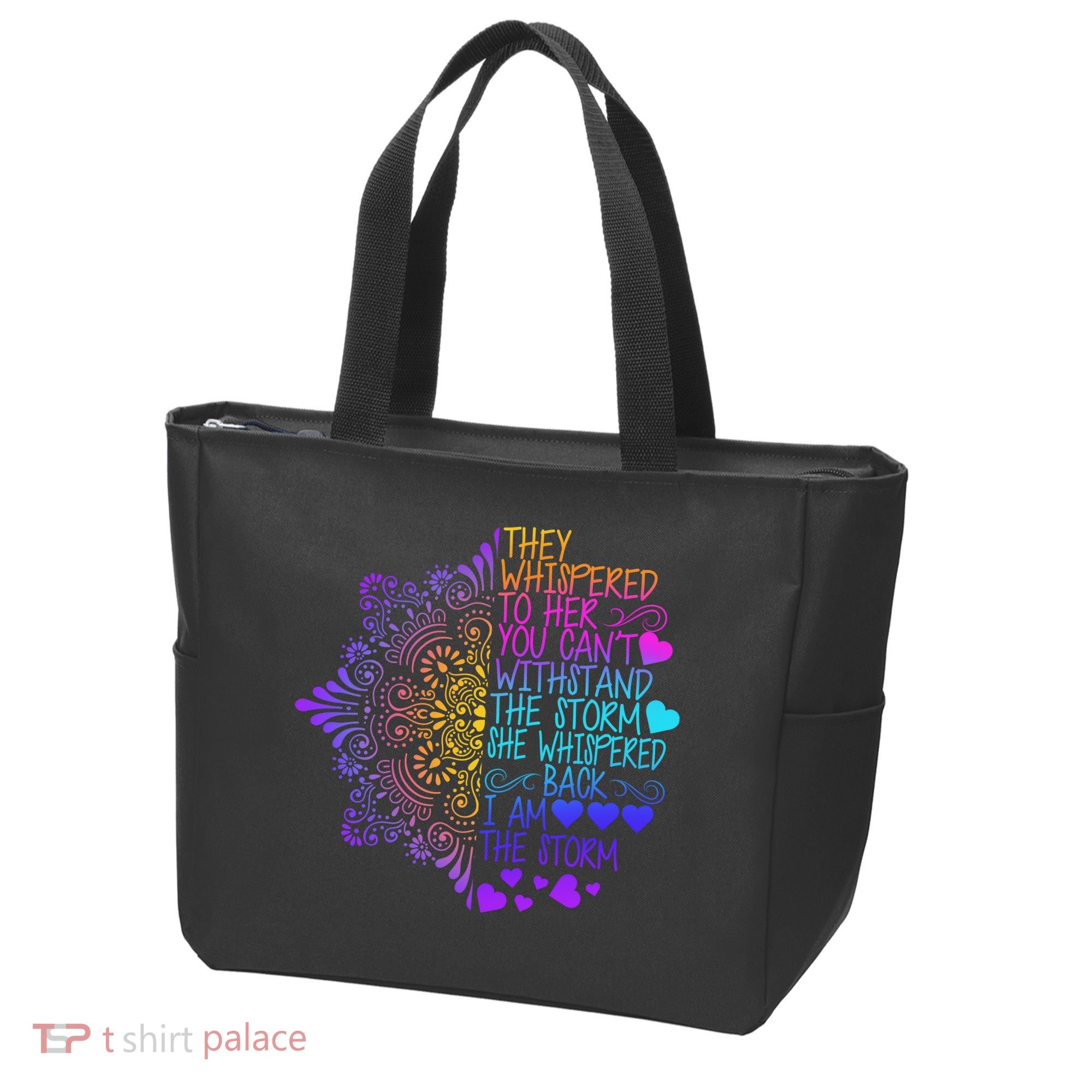 Whispered Back I Am The Storm Floral Tote Bag