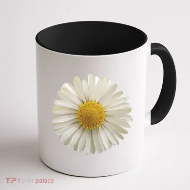 White Daisy Coffee Mug back